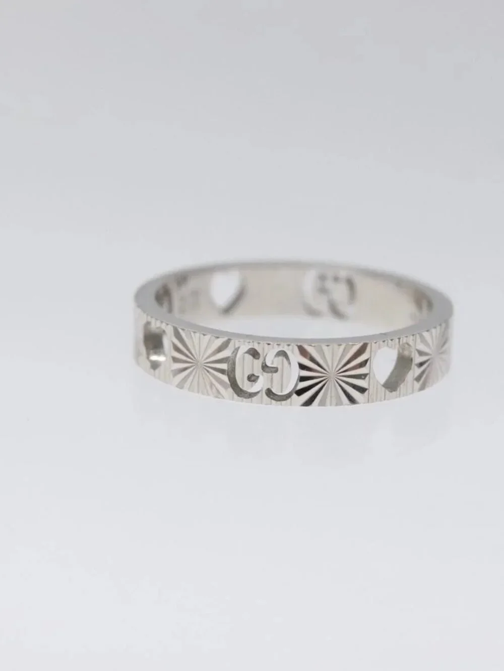 GUCCI Heart Ring K18 Silver Gold (750) 4.4g (18K) Silver Auth 117299SAM